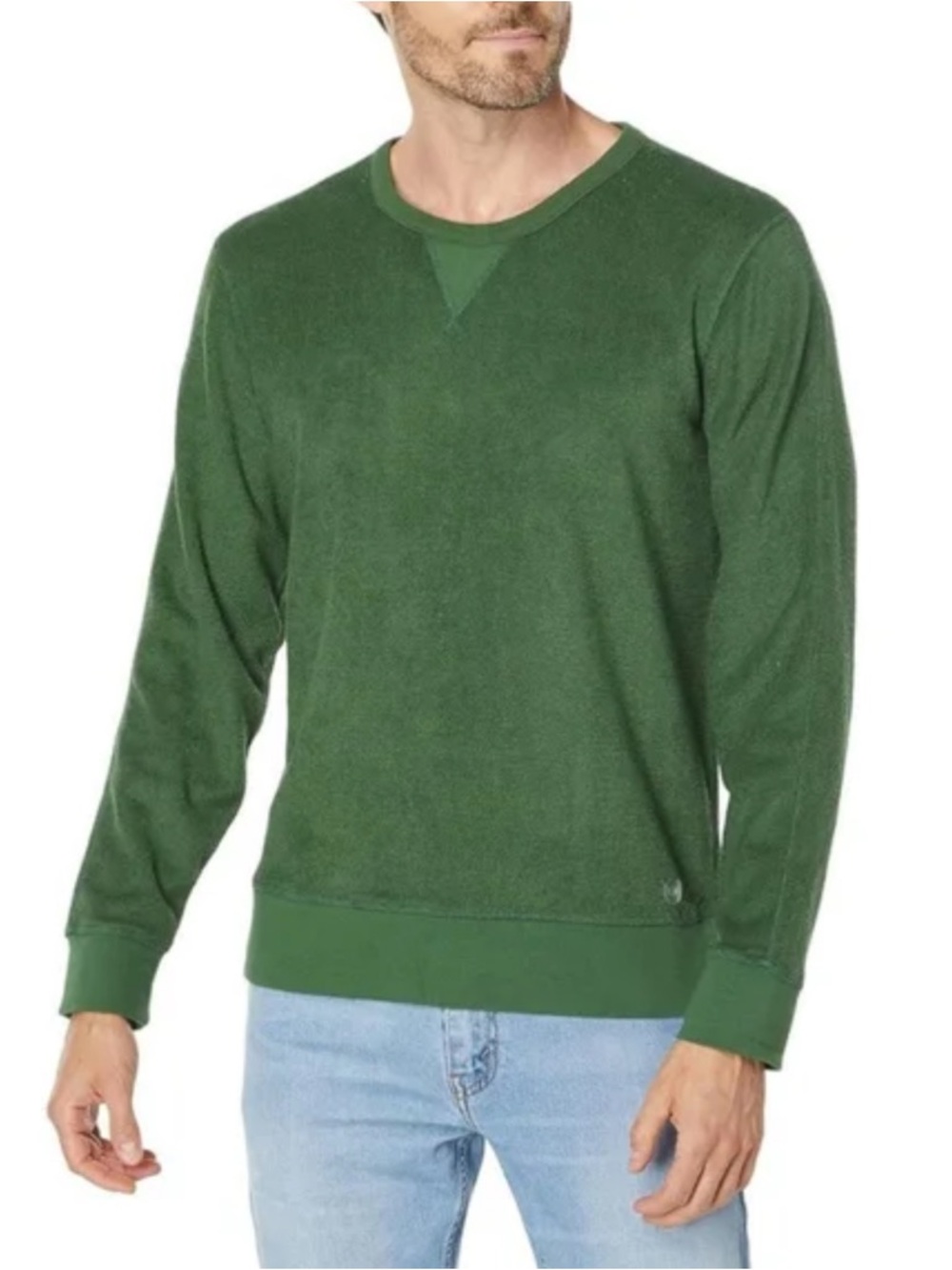 Mens Outerknown Hightide Crewneck Terry Organic Cotton Sweater-Lawn Party Grn-XL